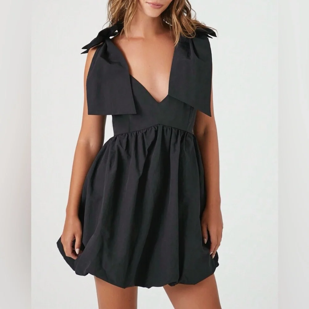 Bow strap bubble mini dress nwot
